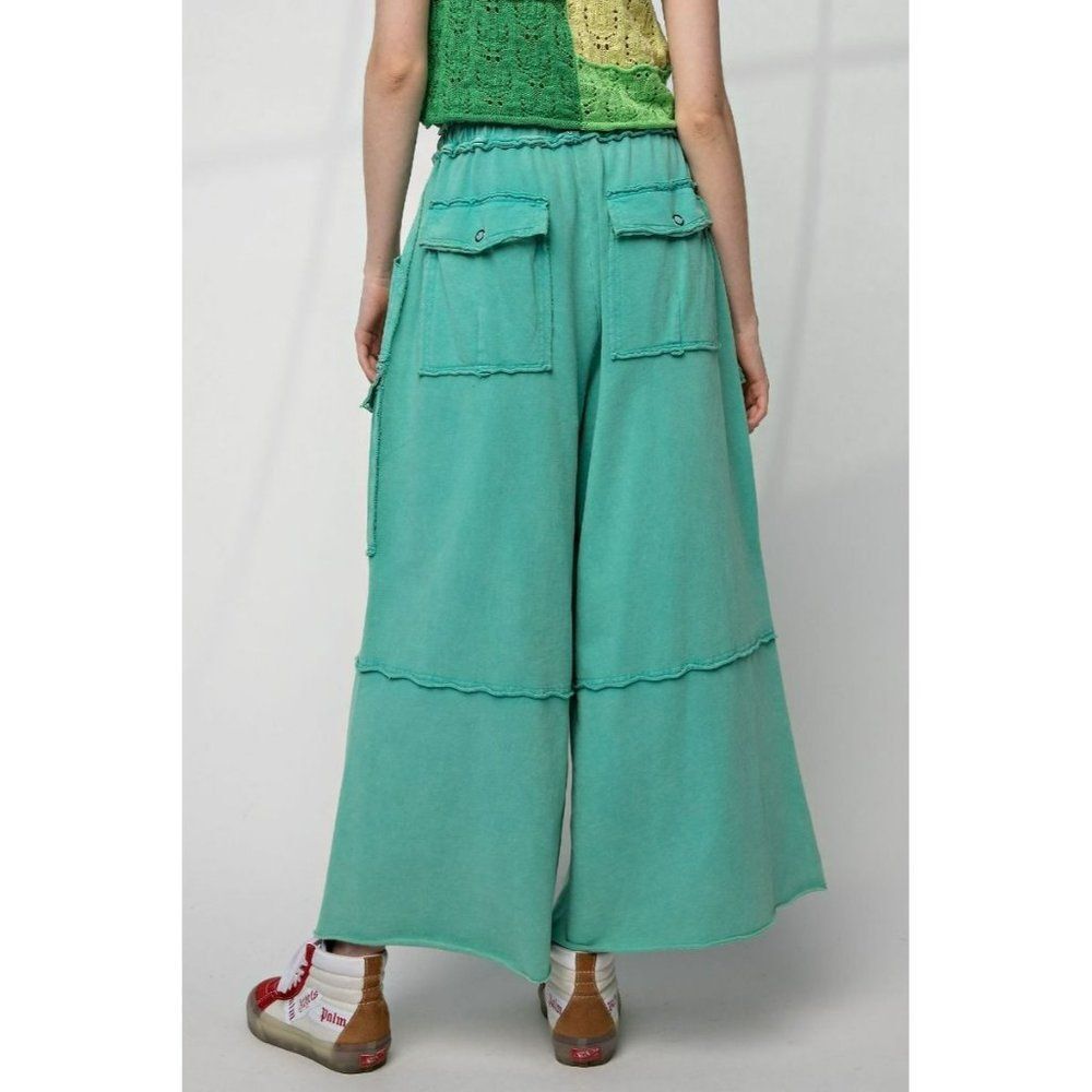Easel Netflix and Chill Mineral Washed Wide Leg Cargo Pants Atlantis eb40795 - Picture 3 of 5